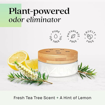 Azuna Air Freshener & Odor Eliminator for Strong Odor | 1 Room Kit Includes (1) Empty Luxe Glass Jar & 8oz Refill with Tea Tr