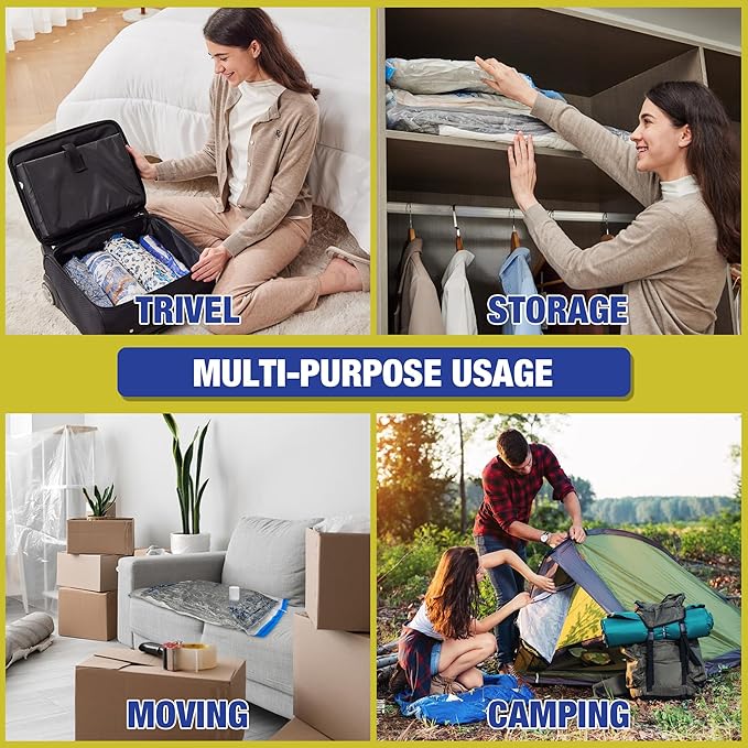 HIBAG Travel Vacuum Bags with Electric Pump for Luggage and Suitcase, Vacuum Seal Compression Packing Bags for Clothes Clothi
