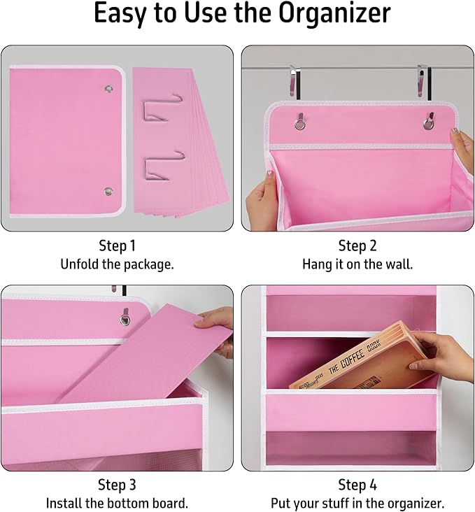 TYMENSH Over Door Organizer with 5 Large Pockets, Heavy Duty Hanging Organizer Storage, Closet Bathroom Nursery Bedroom Dorm,