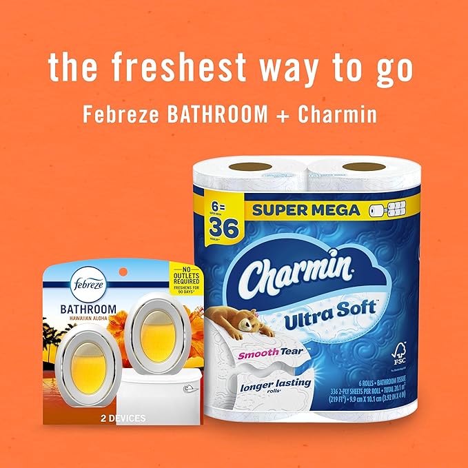 Febreze Bathroom Air Freshener, Odor-Fighting, Plug In Alternative, Air Fresheners for Home and Bathroom and Kitchen, Closet 