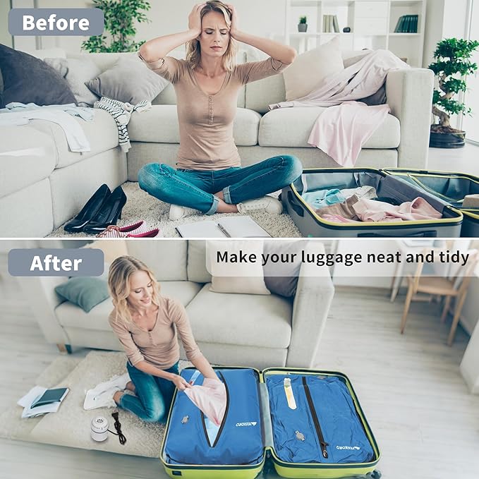 Vacuum Bag for Travel, Professional IPX8 Waterproof Reusable Vacuum Compression Bags for Travel Suitcases, Durable Space Save