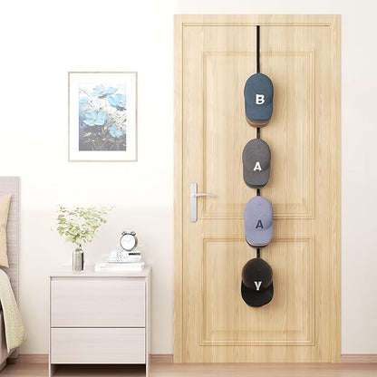 HapiRm Over Door Hat Rack - Hat Organizer with 4 Hooks Design, Hanging Baseball Cap Organizer Storage Holds Up to 20 Caps for