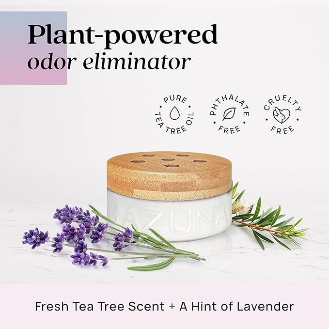 Azuna Air Freshener & Odor Eliminator for Strong Odor | 2 Room Kit Includes (2) 8 oz. Empty Luxe Glass Jars & 12 oz | Refill 