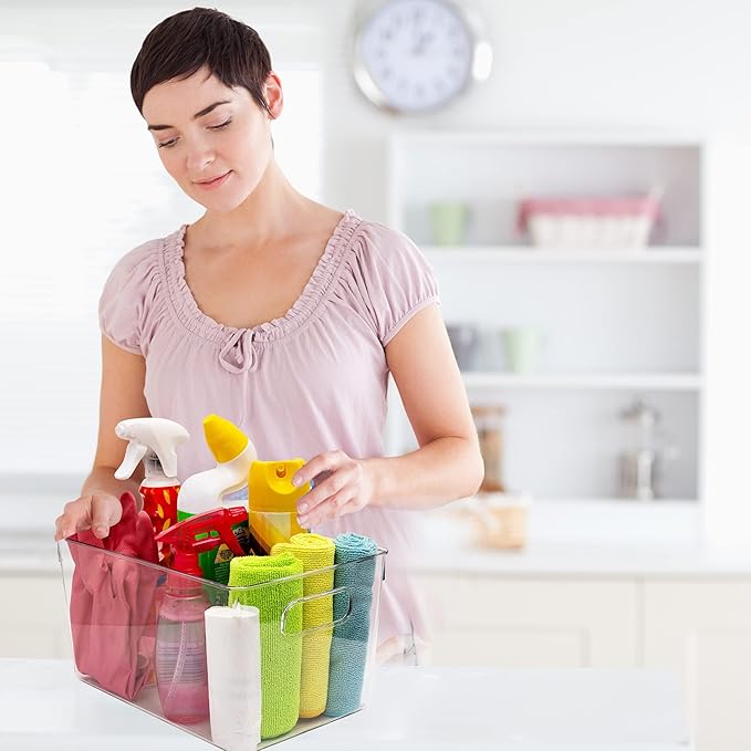 Clear Plastic Storage Bins, Pantry Organizers and Storage, Kitchen Organization and Storage Containers Bins for Organizing, F