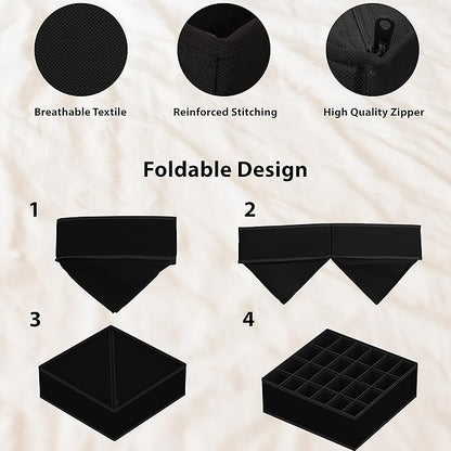 Simple Houseware 4-Pack Drawer Organizer Set - Closet Dividers for Underwear, Socks, Bras, Scarves, Ties - Foldable Non-Woven