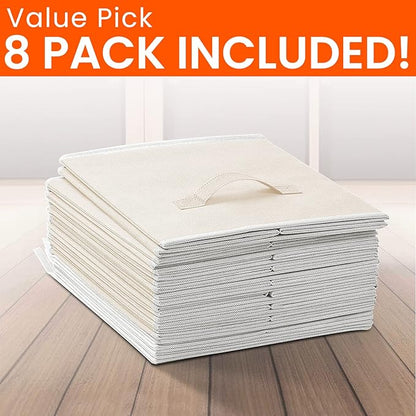 Criusia Large Storage Cubes - 13 Inch Heavy Duty Fabric Storage Bins for Shelves Closet, Cube Organizer - 8 Pack Collapsible 