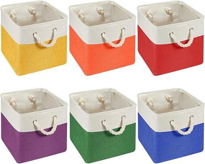 Geiserailie 6 Pcs 11 x 11 Inch Cube Storage Bins Fabric Storage Organizer Bins Foldable Cube Baskets with Sturdy Carry Handle