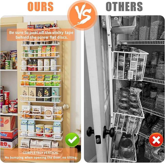 Over The Door Pantry Organizer, 9-Tier Over The Door Organizer with Adjustable Baskets, Metal Hanging Spice Rack for Pantry O