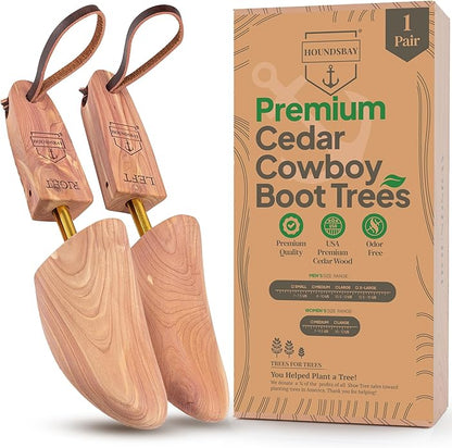 HOUNDSBAY Cowboy Boot Trees, Cedar Western Boot Tree for Men & Women, Shoe Tree for Boots, Boot Stretcher & Shaper