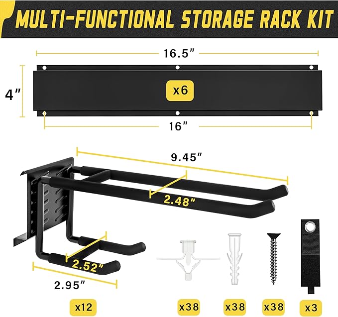 klasit Garage Wall Organizer,21Pack Carries 1200 lbs,Garden Tool Organizer 99in With Large Storage Space,Easy Assembly, Sturd