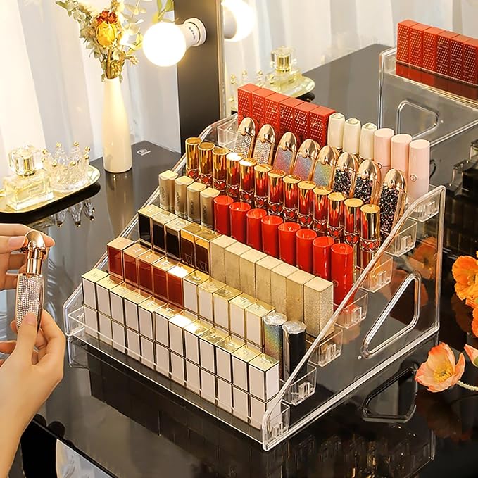 JessLab Nail Polish Organizer, 7-Tier Clear Acrylic Sunglass and Essential Oil Holder, Makeup Organizer for Bathroom Vanity C