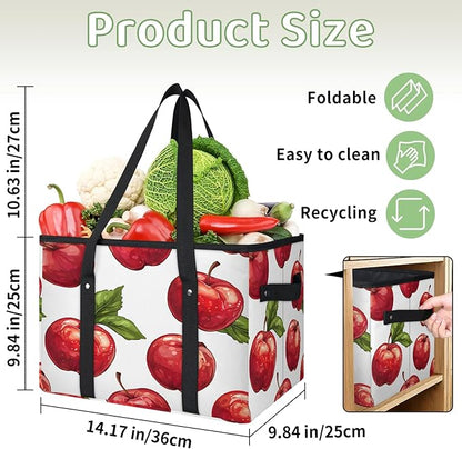 Reusable Grocery Bag, Foldable Large Shopping Tote Bag for Groceries Kitchen Picnic Car Trunk