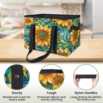 Reusable Grocery Bag, Foldable Large Shopping Tote Bag for Groceries Kitchen Picnic Car Trunk