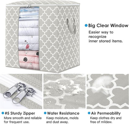 WISELIFE Storage Bags 3 Pack/100L Large Blanket Clothes Organization and Storage Containers for Comforters,Bedding, Foldable 