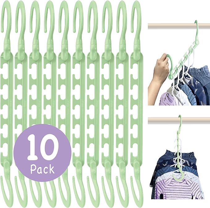 Wonder Hanger Max 10-Pack Space Saving Hangers, Reinforced Hooks Swivels 360°, Cascading Hanger, Teens, College Dorms, Kids &
