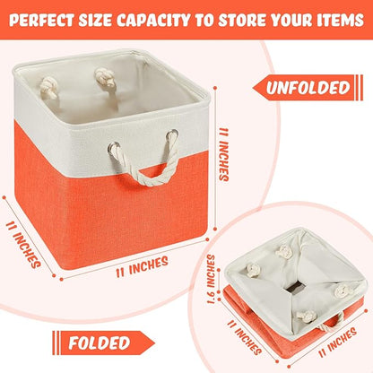 Geiserailie 6 Pcs 11 x 11 Inch Cube Storage Bins Fabric Storage Organizer Bins Foldable Cube Baskets with Sturdy Carry Handle