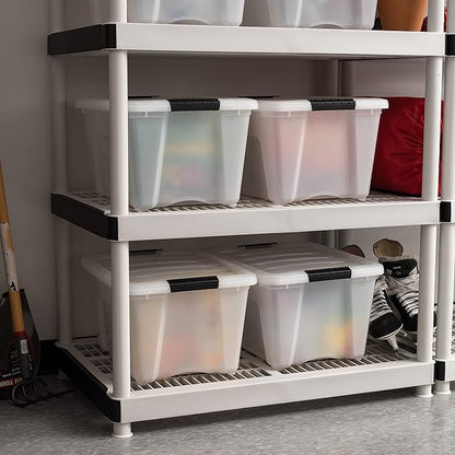 IRIS USA 32 Qt Stackable Plastic Storage Bins with Lids, 4 Pack - BPA-Free, Made in USA - Discreet Organizing Solution, Latch