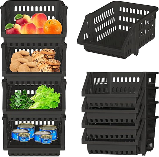 Skywin TidyFriend Small Stackable Storage Bins for Toy Organizer and Storage 4 Pack, Toy Storage Organizer for Kids Room and 