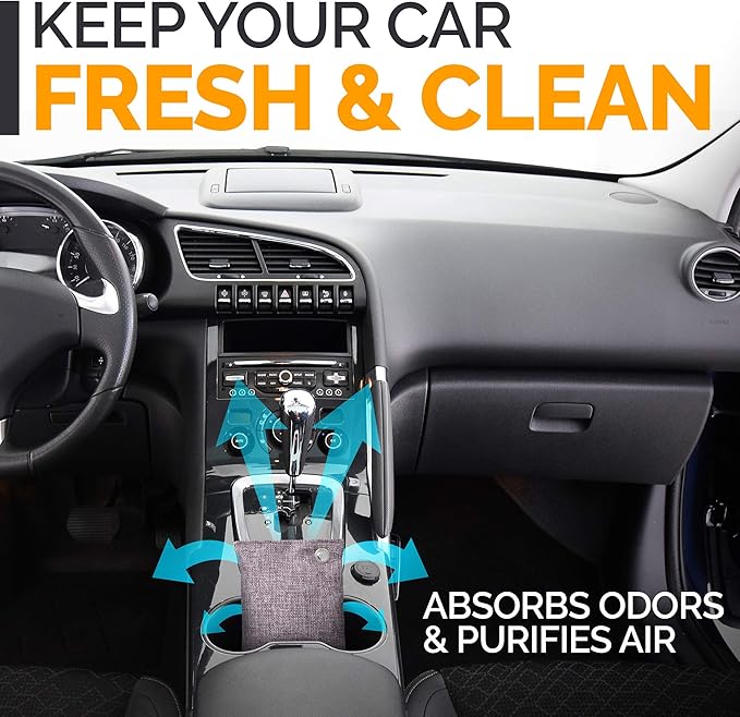 Activated Charcoal Odor Absorber for Strong Odors in Car, Closet, Shoe, Basement. 10 Activated Charcoal Bags Odor Absorbers f