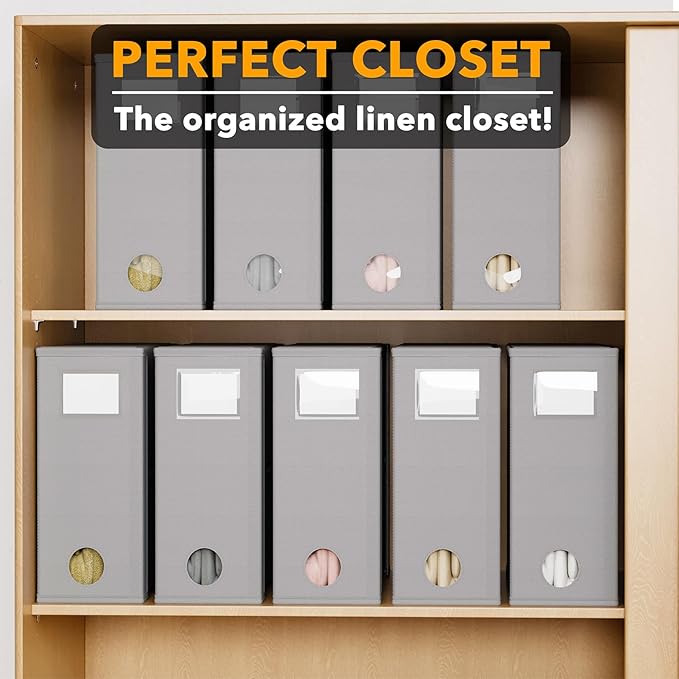 SpaceAid 9 Pack Bed Sheet Organizers and Storage, Foldable Sheet Organizer with Window for Linen Closet, Set Folder Keeper fo
