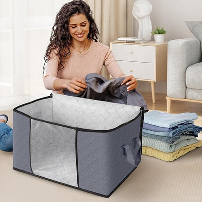 Fab totes Storage Bags,Clothes Blanket Storage Bins Foldable Closet Organizers with Reinforced Handle for Home Dorm Storage a
