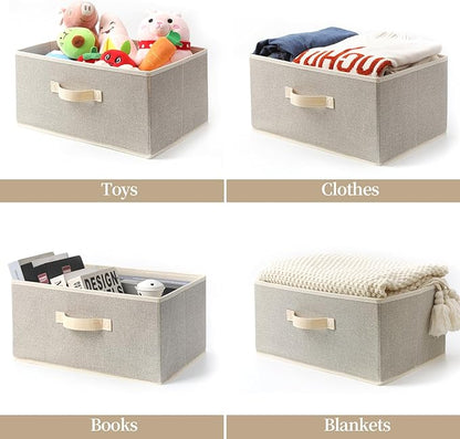 Storage Baskets, 15.7-Inch Woven Fabric Bins, Storage Cubes with Reinforced Handles, Organizer Bins for Closet Shelves, Folda