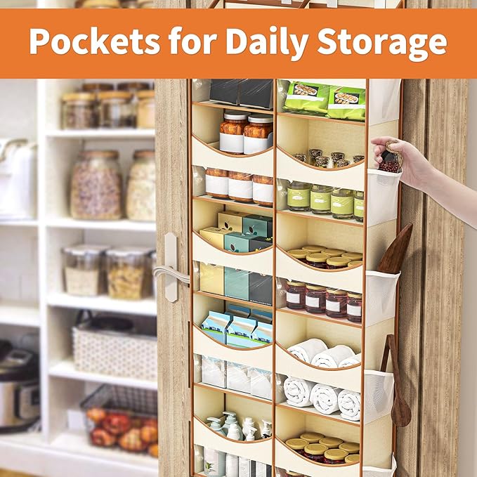 Aokeyee 5 Tiers Over the Door Storage Organizer, Behind Door Storage for Baby Nursery, 80lb Capacity Door Hanging Organizer w