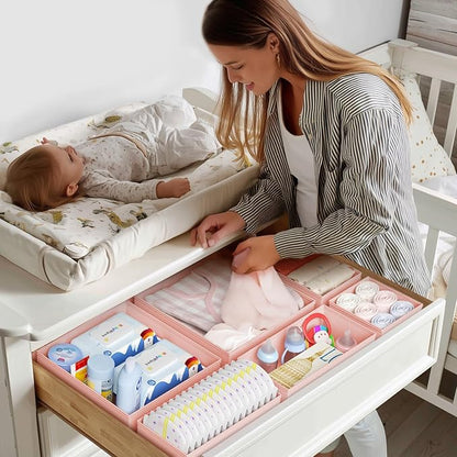 DIMJ Drawer Organizer Clothes - 20 Pack Closet Drawer Organizer Bins for Baby Clothes Storage, Fabric Dresser Organizer for N