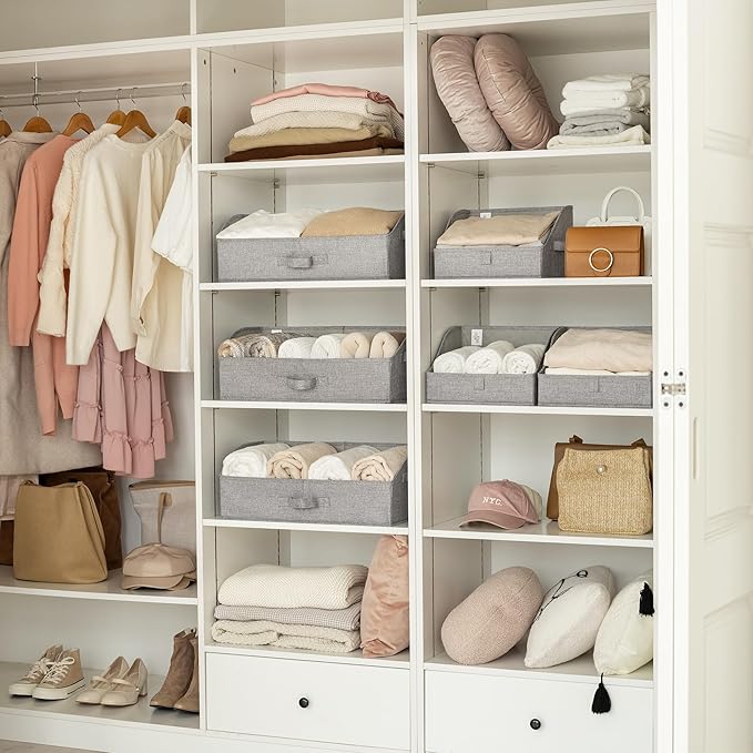 GRANNY SAYS Storage Bins for Closet, Trapezoid Storage Bins with Handles, Clothes Storage Bins, Linen Closet Organizers and S
