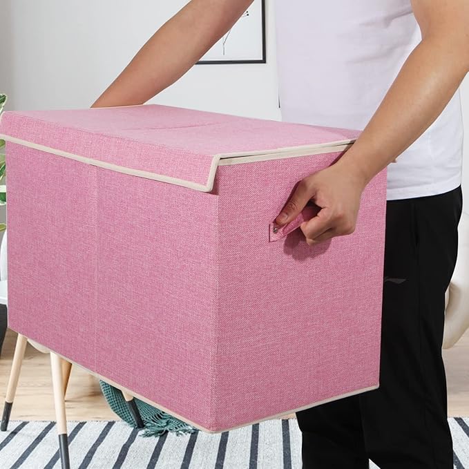 popoly Large Toy Box Chest Storage with Flip-Top Lid, Collapsible Kids Toy Storage Bin Boxes Container for Boys, Girls, Nurse