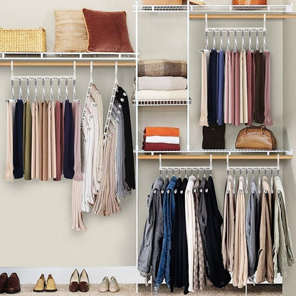 Upgrade 9 Layers Pants Hangers Space Saving, 2 Pack Pant Hangers Organizer Multifunctional Pants Rack Space Saver Closet Orga