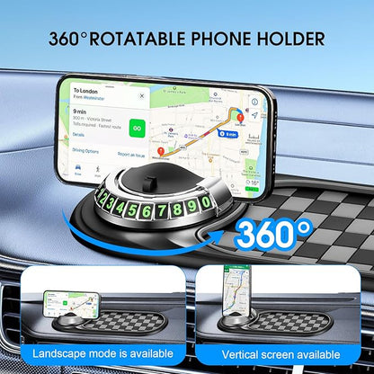 1pc Multifunction Car Anti-Slip Mat and Phone Holder, Gray-Silver Dashboard Pad with Temporary Parking Number Pad for Phones 
