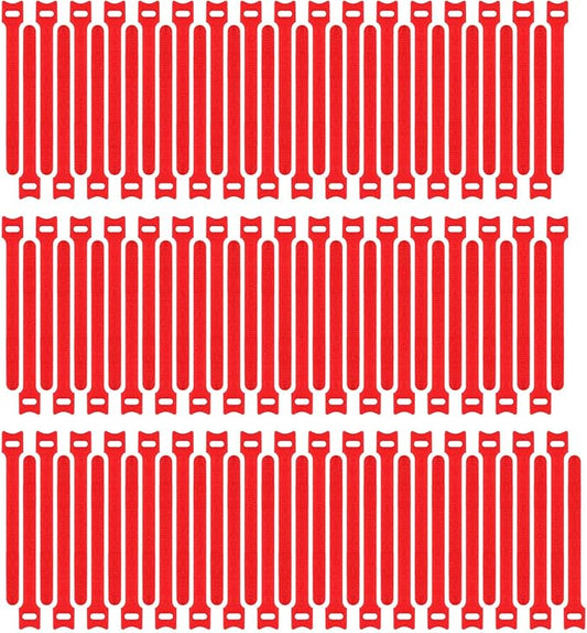 Pasow 100pcs Reusable Fastening Cable Ties Adjustable Wire Management 8 Inch (Red)