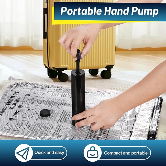 UPGOGO Travel Vacuum Bags for Luggage with Hand Pump,Vacuum Seal Bags for Clothing,Packing Cubes Compression,Cruise Ship and 