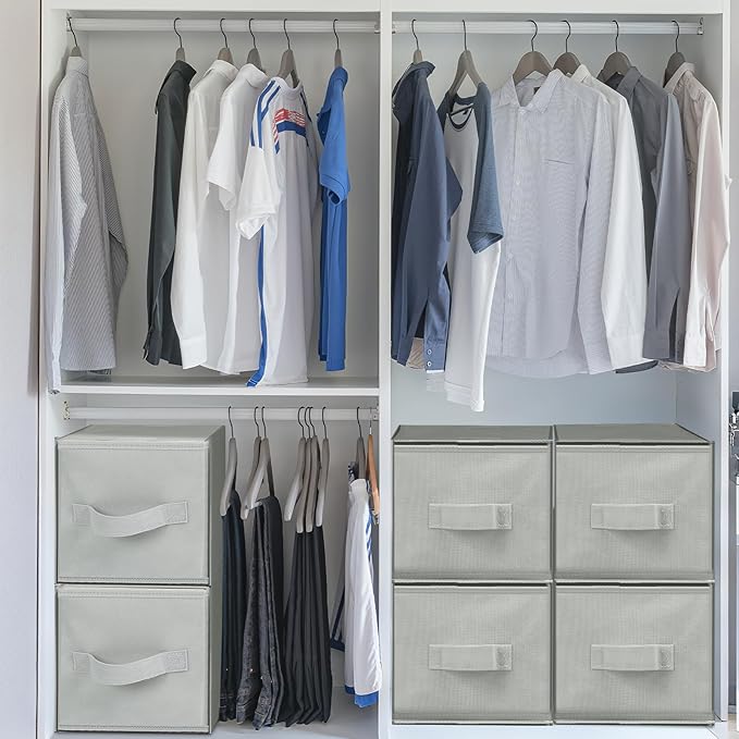 Weysat 6 Pack Stackable Storage Drawers Collapsible Closet Organizer with Drawer Cube Organizer Shelf Storage Fabric, Clothes