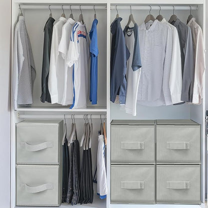 Weysat 6 Pack Stackable Storage Drawers Collapsible Closet Organizer with Drawer Cube Organizer Shelf Storage Fabric, Clothes