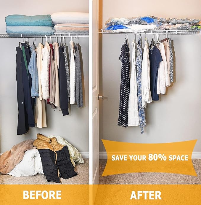 MEIQIHOME Vacuum Storage Bags, Space Saver Sealer Bags,Vacuum seal bags for clothing, Pillows, Comforters, Blankets, Bedding,