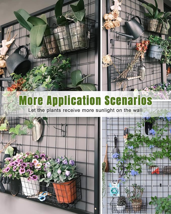 6 Pack Wire Baskets, Grid Panel Hanging Wall Basket, Grid Wall Accessory, Display and Storage Wall Basket for Kitchen, Home D