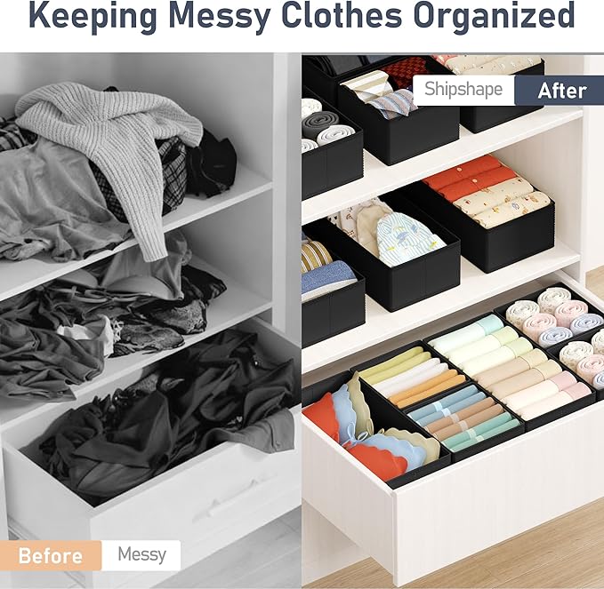 DIMJ Drawer Organizer Clothes Storage - 18 Pack Baby Dresser Organizer for Nursery, Foldable Drawer Dividers for Bedroom Clos