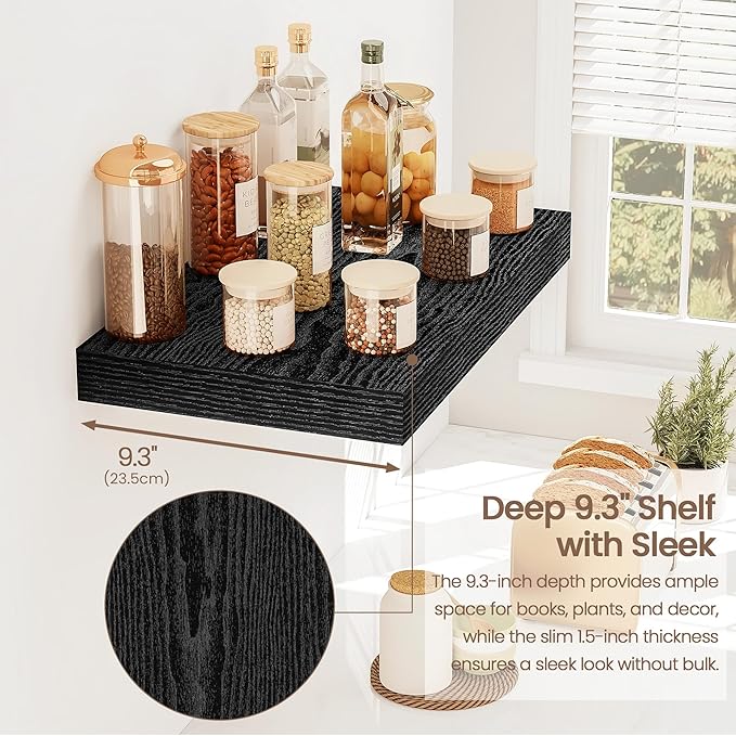 Vivelove Floating Shelves 16 Inch, Wall Shelves Over Toilet with Invisible Brackets for Bathroom Living Room Kitchen Bedroom 