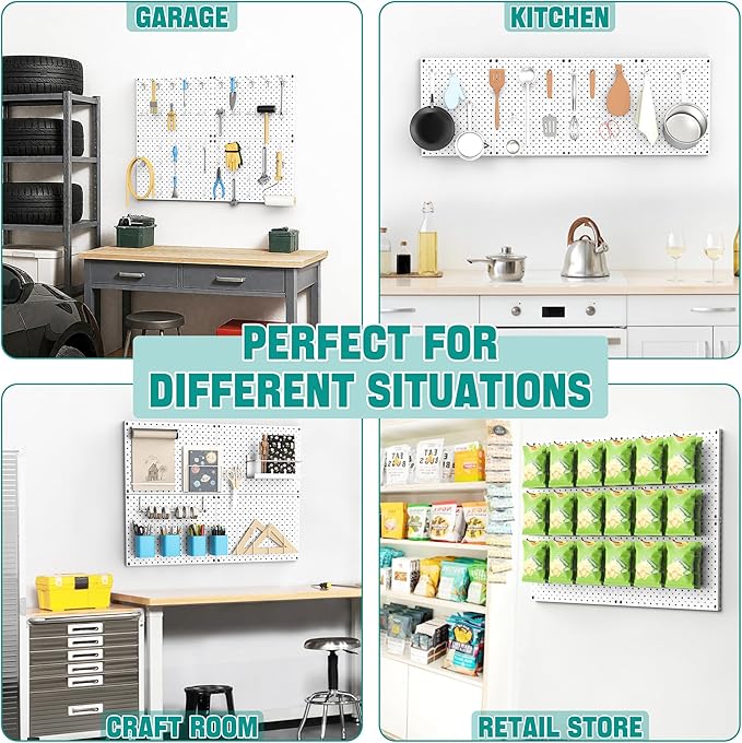 EVERHANGER Metal Pegboard Panels, Heavy Duty Pegboard Wall Organizer, Garage Wall Panels, Tool Storage Organization, 12"X16",
