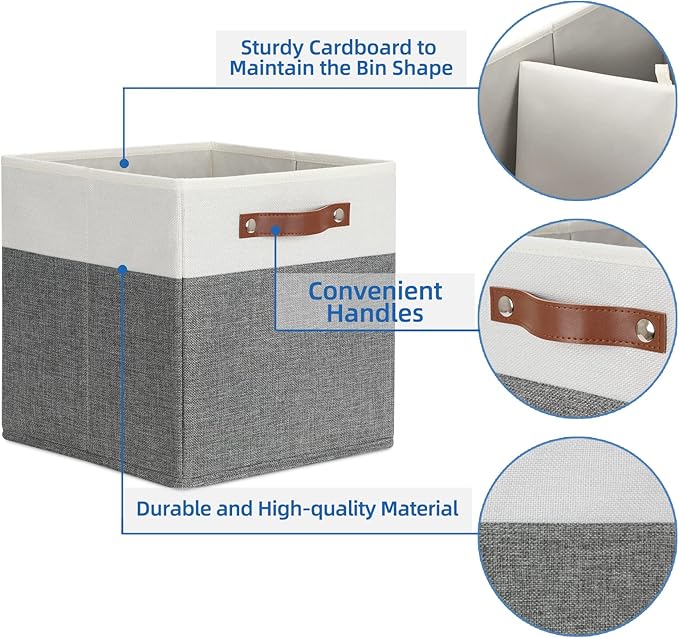 Temary Storage Cubes 12x12 Fabric Cube Storage Bins Foldable Storage Baskets with Handles, Decorative Storage Boxes for Organ