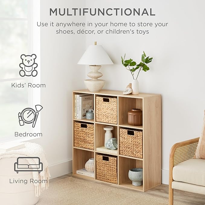 Best Choice Products 9-Cube Storage Organizer, 13.5in Shelf Opening, Bookcase, Display Shelf, Customizable w/ 3 Removable Bac