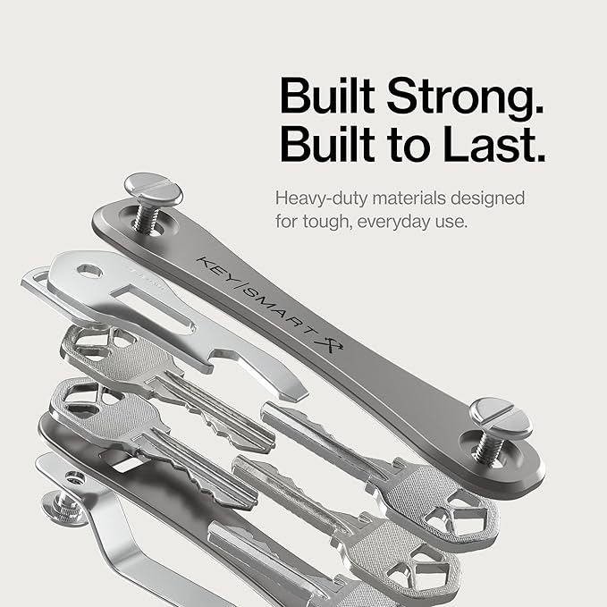 KeySmart Rugged - Multitool Key Holder for Keychain w/Bottle Opener and Pocket Clip, Organizer for Keys, EDC Keychains, Ring 