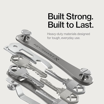 KeySmart Rugged - Multitool Key Holder for Keychain w/Bottle Opener and Pocket Clip, Organizer for Keys, EDC Keychains, Ring 