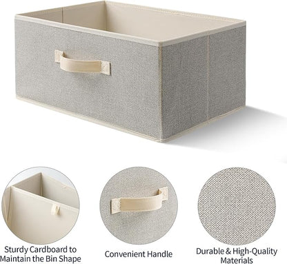 Storage Baskets, 15.7-Inch Woven Fabric Bins, Storage Cubes with Reinforced Handles, Organizer Bins for Closet Shelves, Folda