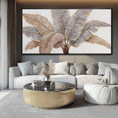 CHUDANHAO Plant Canvas Wall Art Contemporary Wall Decor Gold Pictures Textured Home Decorations 29"x58" Canvas Art for Living