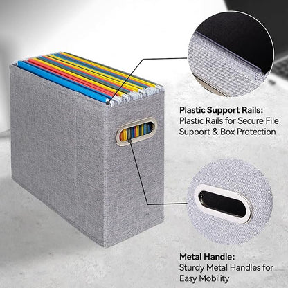 6 Packs Letter Size File Organizer, File Folders Organizer, Fabric Storage Box, Collapsible Paper Organizer with Metal Handle