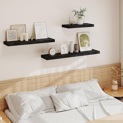 Vivelove Floating Shelves 16 Inch, Wall Shelves Over Toilet with Invisible Brackets for Bathroom Living Room Kitchen Bedroom 