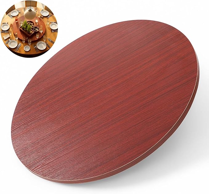 28" Walnut Wood Lazy Susan for Table Top, Large Turntable Rotating Serving Tray for Counter Top Solid Wooden Round Lazy Susan